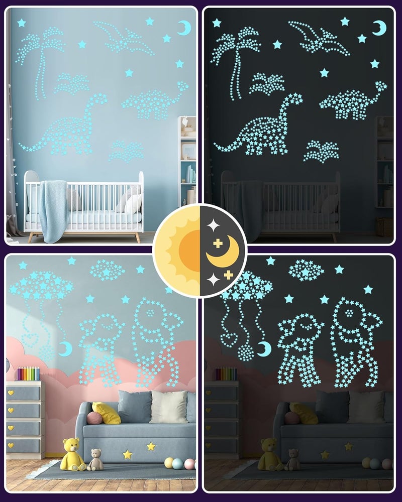 Greingways 201 Pcs Glow in The Dark Stars Stickers for Ceiling Bedroom, Stocking Stuffers for Kids Ages 3-5, 4-8, 8-12, Boys Girls Room Decor Wall Stickers Stocking Stuffers for Toddler-Blue - Image 2